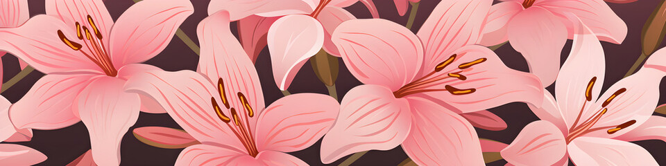 Wall Mural - simple illustration of lily flowers background banner