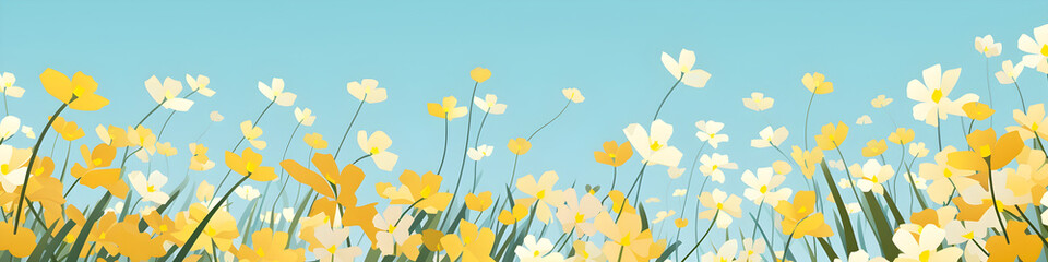 Wall Mural - simple illustration of wildflowers background banner