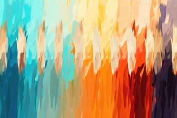 Poster - A vibrant abstract painting featuring a group of people. Perfect for adding a pop of color and energy to any space