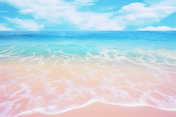 Aufkleber - A picturesque painting of a serene beach with waves gently rolling onto the shore. Perfect for adding a calming touch to any space