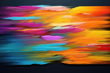 Poster - A vibrant and colorful abstract painting on a black background. This visually striking artwork can add a modern touch to any space