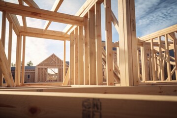 Poster - A picture of a house in the process of being built. Ideal for construction-related projects