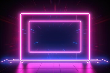 Poster - Pink and blue futuristic background. Neon gradient frames. Cyberpunk style