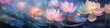 phantasmal iridescent lotus flowers background banner