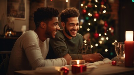 Poster - romantic male couple,two gay men have conversation,walk in the park 