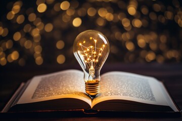 Aufkleber - An open book with a light bulb on top. Ideal for educational or creative concepts