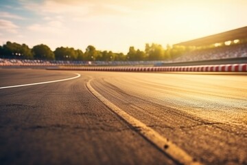 Canvas Print - A race track featuring a vibrant red and white stripe design. Perfect for sports and racing-related projects