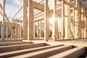 Poster - A picture of a house in the process of being built. Can be used to showcase construction projects or real estate developments