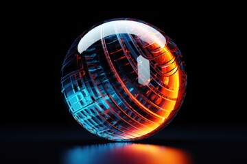 Poster - Glass ball with a red and blue design. Suitable for various decorative purposes