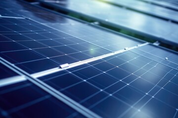 Poster - A detailed view of a solar panel installed on a roof. This image can be used to illustrate renewable energy, sustainability, or eco-friendly concepts