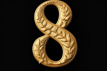 Aufkleber - A golden number eight on a black background. Suitable for various design purposes