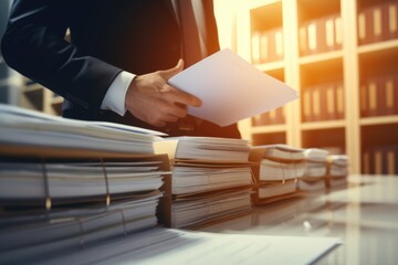 Poster - A man in a suit holding a piece of paper. Suitable for business and office-related concepts