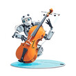 Cybernetic Sonata! Immerse yourself in the cybernetic beauty of a robotic cellist in this futuristic artwork