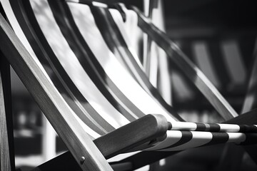 Poster - A black and white photo of a wooden chair. Suitable for interior design projects or vintage-themed artwork