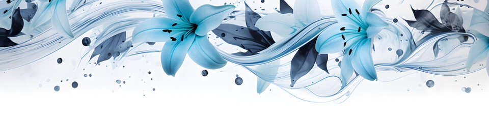Wall Mural - ink and water sketch of lily flowers background banner