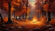Wildfire of autumn leaves creating a vibrant spectacle in a wooded glade