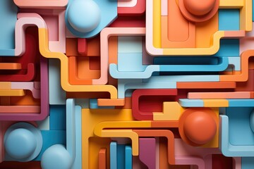 Leinwandbilder - 3d render of colorful abstract background with geometrical shapes.