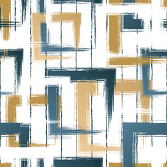 Poster - Abstract geometric seamless pattern. Repeating geometry line background for design prints. Repeated brush strokes shapes. Watercolor texture. Repeat whimsical Intersection lines. Vector illustration