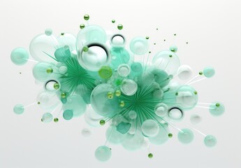 Leinwandbilder - 3d rendering of abstract background with green and blue bubbles in it