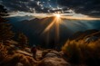 © Muhammad - A beautiful landscape view with sun beams through clouds from the top of a mountain
