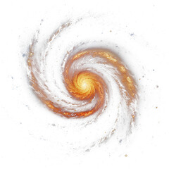 Orange spiral galaxy, transparent background (PNG)