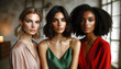 © chand - Three vibrant young women from different cultural backgrounds pose side by side