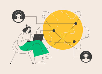 Global network connection abstract concept vector illustration.