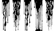 Set od Abstract Dripping Paints. Black ink flows down in long streams and drops. Flowing black liquid. Droplets. Dirty grunge texture. Vector illustration isolated on white background Design elements