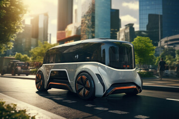 Poster - a self-driving car navigating through urban streets, exemplifying the intelligence and decision-maki