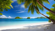 Lush tropical island white sandy beaches clear blue sky --ar 16:9 --v 5.2 --style raw