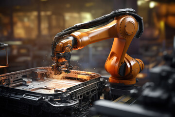 Poster - a manufacturing robot adjusting its operations in real-time based on environmental factors, showcasi