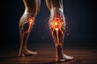 A shooting pain down the leg, a classic indication of sciatic nerve compression. Concept of sciatic pain. Generative Ai.