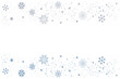 Christmas bright snowflake border banner. Seamless snowflake wave with star borders. Merry Christmas snow flake header or banner, wallpaper or backdrop decor. Isolated vector illustration