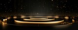 Fototapeta Kosmos - podium lit with golden lights on a black background,