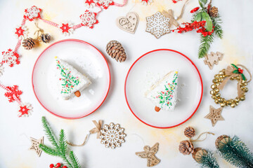 Wall Mural - Raffaello cake slice decoratied as a christmas tree.