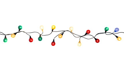 Wall Mural - string of christmas lights isolated on transparent background..