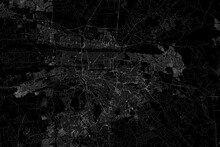 Stylized Map Of The Streets Of Pretoria (South Africa) Made With White Lines On Black Background. Top View. 3d Render, Illustration