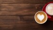 © Viktoriia Kan - cup of coffee in the shape of a heart, on a plain background, postcard for Valentine's Day