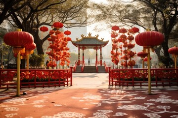 Park decorated for Chinese new year celebration