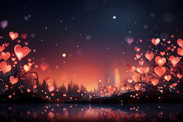 valentines day background, social media background for vday, full of romance cards with love, red rose and candles	