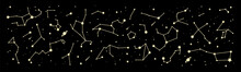 Space Star Constellation Border. Galaxy Night Sky Map, Mystic Astrology Backdrop. Galaxy Star Constellation Wallpaper, Astronomy Planetarium Celestial Panorama, Pattern Or Esoteric Zodiac Vector Print