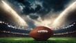 Stadium scene with American football - sports field, game day atmosphere
