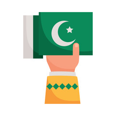 Poster - pakistan flag on hand