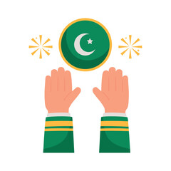 Wall Mural - pakistan flag label with hands