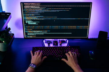 Computer screen with programming code abstract technology background of software developer and computer script. Information technology concept, web resource development