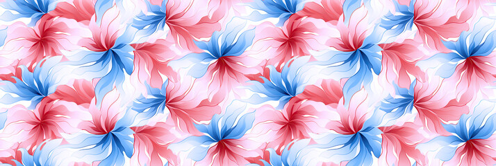 Wall Mural - abstract floral seamless pattern with red and blue flowers on white background