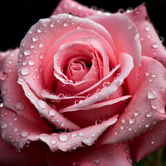 Wall Mural - A close-up of raindrops on the petals of a rose