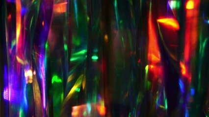 fairy christmas lights bokeh. sparkling highlights and rainbow colors. abstract festive party backgr