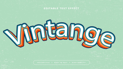 Poster - Green white and orange violet vintage 3d editable text effect - font style