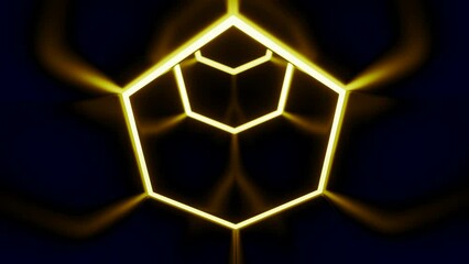 Poster - Moving in the endless glowing brown tunnel formed by neon lines. Design. Geometric 3d background.